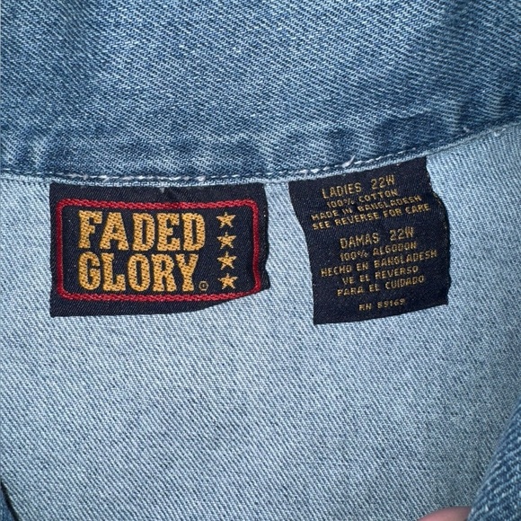 VTG 90s Denim full zip vest Denim by Faded Glory size 22 - Picture 3 of 8